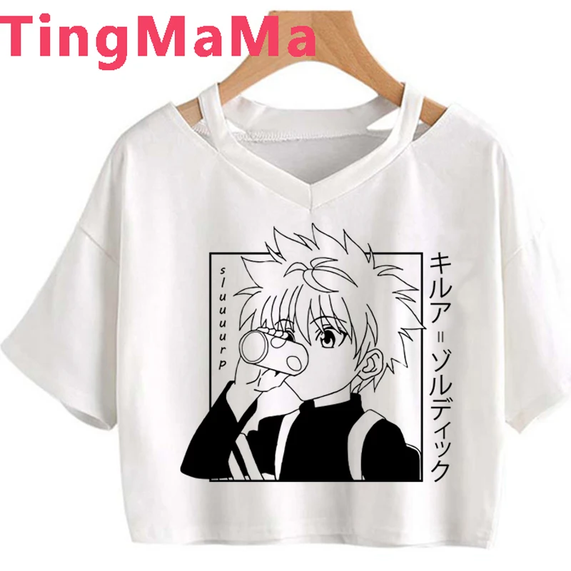 Japanese Anime Hunter X T Shirt Women Kawaii Cartoon Y2k Aesthetic Clothes Grunge Graphic Killua T-shirts Female |