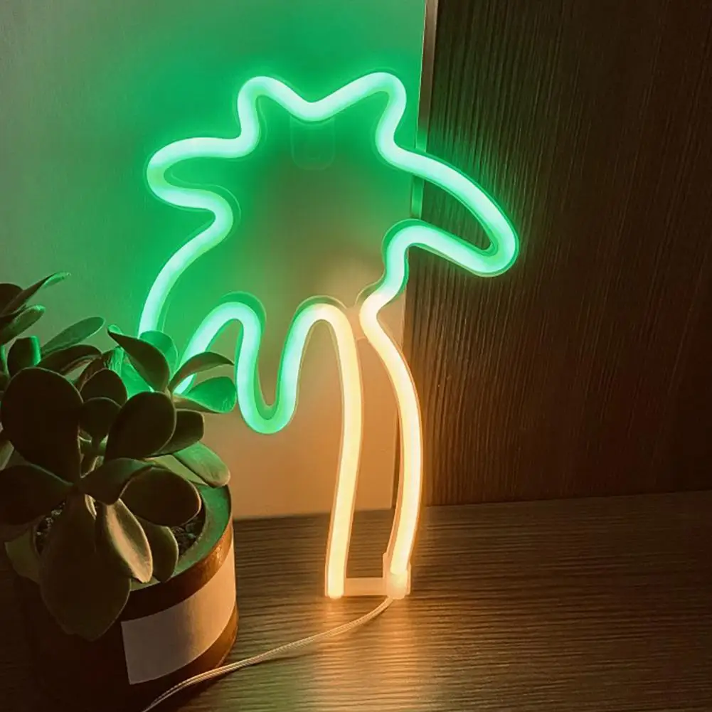 

Practical LED Neon Sign Smooth Edge LED Night Lamp Battery Operated Unique Coconut Tree Neon Sign Lamp Festive Prop Decorative