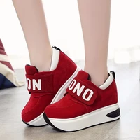 2022 new thick soled outdoor shoes invisible heel breathable slip on wedge shoes black red casual womens shoes