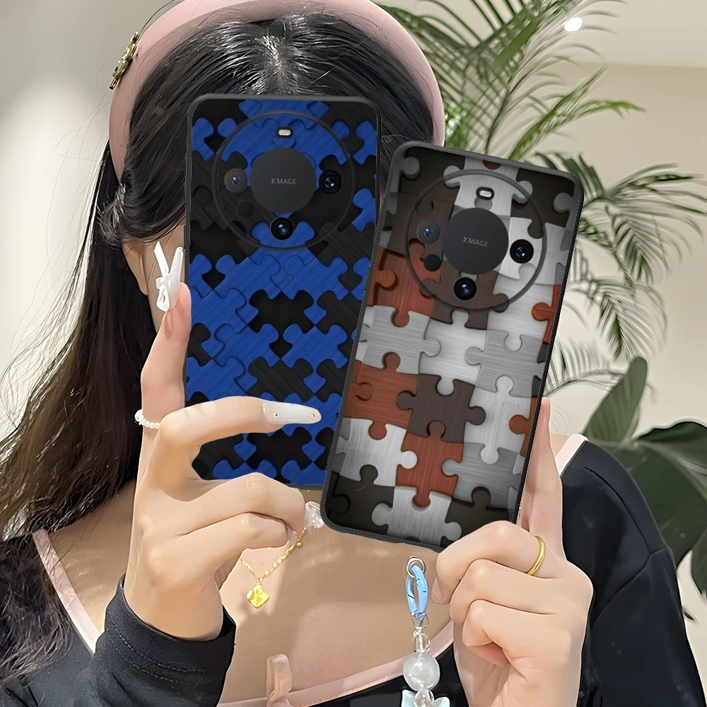 Чехол для мобильного телефона Puzzle Pretty Fashion Huawei Mate 60 50 40 30 20 10 Pro Plus Lite E 5G черный
