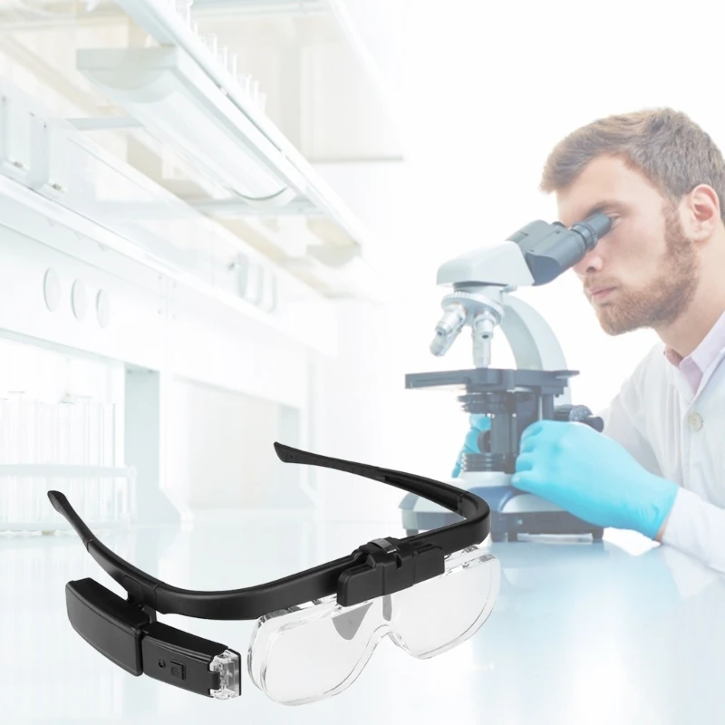 

Mount Magnifier with LED Light, Headband Magnifier, Head-Mounted Magnifying Glass with Detachable Lens Handsfree