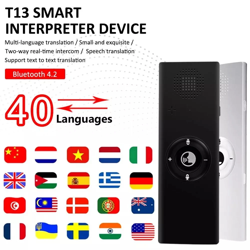 

2023 New Arrival T13 Translator Multi-Languages Smart Speech Voice Wireless Bluetooth Instant Translator Recorder For Travel