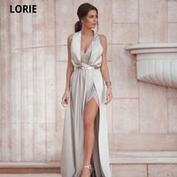 lorie v neck beach prom dresses 2022 sexy lace appliques side split formal evening gowns long vestidos de gala vestidos de noche