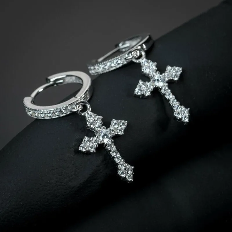 

Cross Crystal Earrings Ear Stud Drop Tassel Chain Handmade,Silver Color,Women Jewelry Accessory Pendant Gift Wholesale