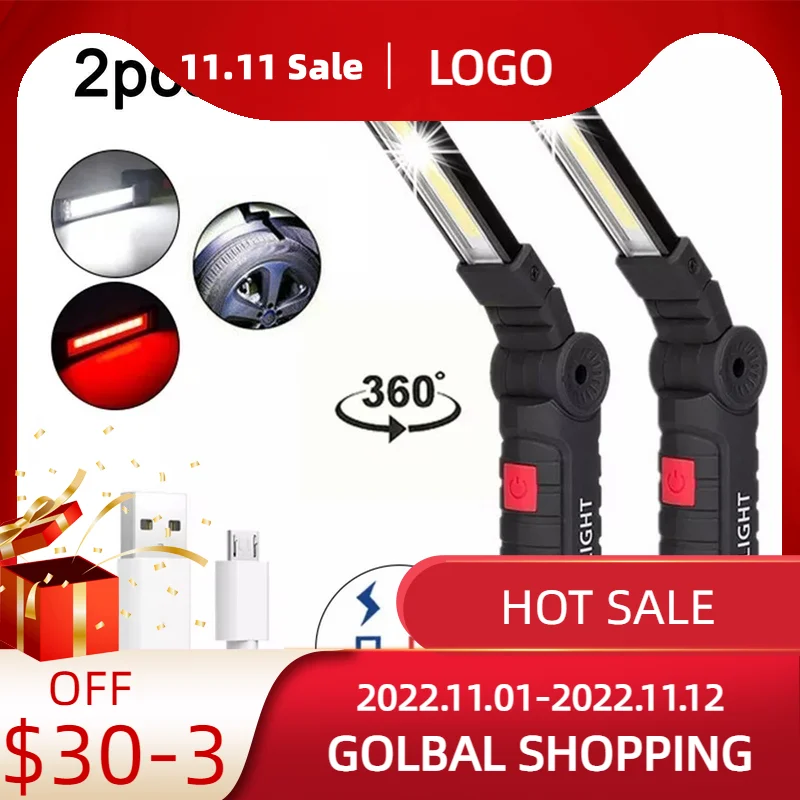 

Портативный светодиодный фонарик с COB матрицей, рабочий светильник для кемпинга, подвесной светильник со встроенным аккумулятором, 5 режимо...