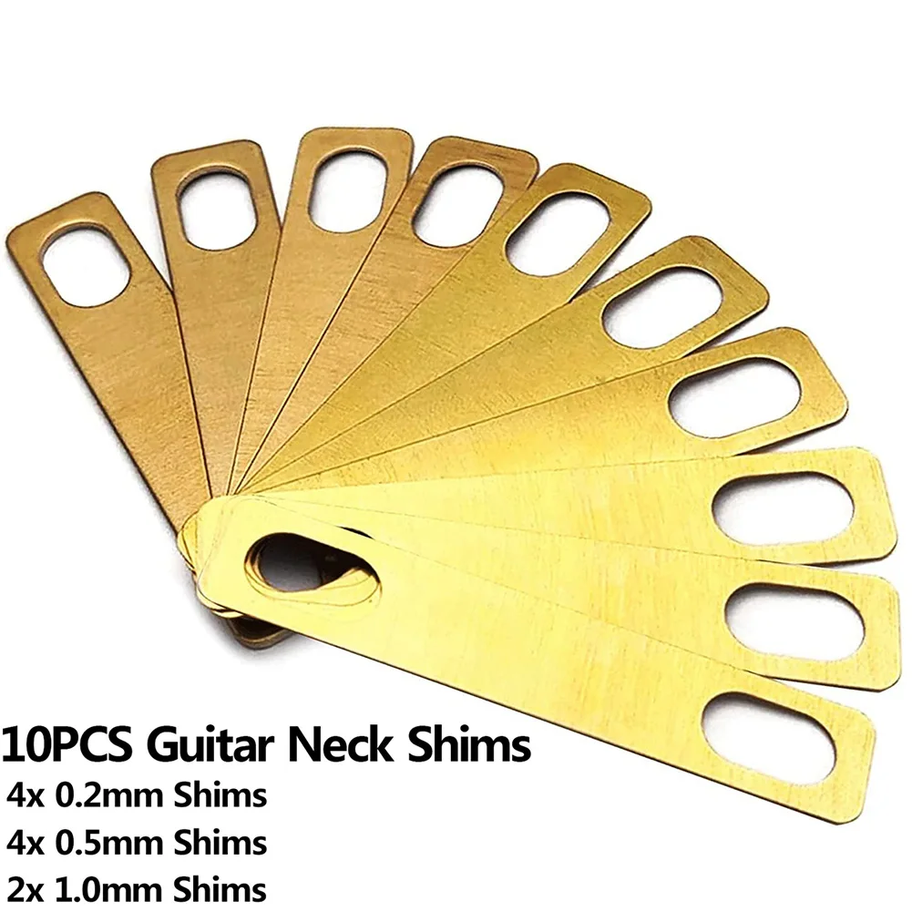 

10PCS Guitar Neck Shims Luthier Tools 42x3.7x0.7cm Brass Shims Set Electric Guitars Basses Parts Accessories