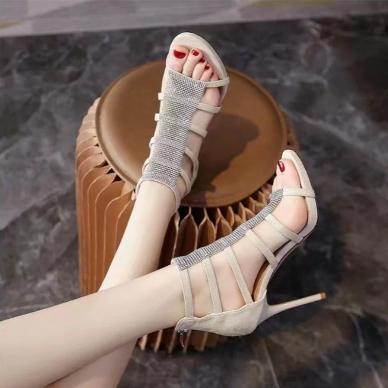 

Женские мюли на квадратном каблуке 5 см, летние сандалии с разноцветными кристаллами, шлепанцы большого размера 43, 2022