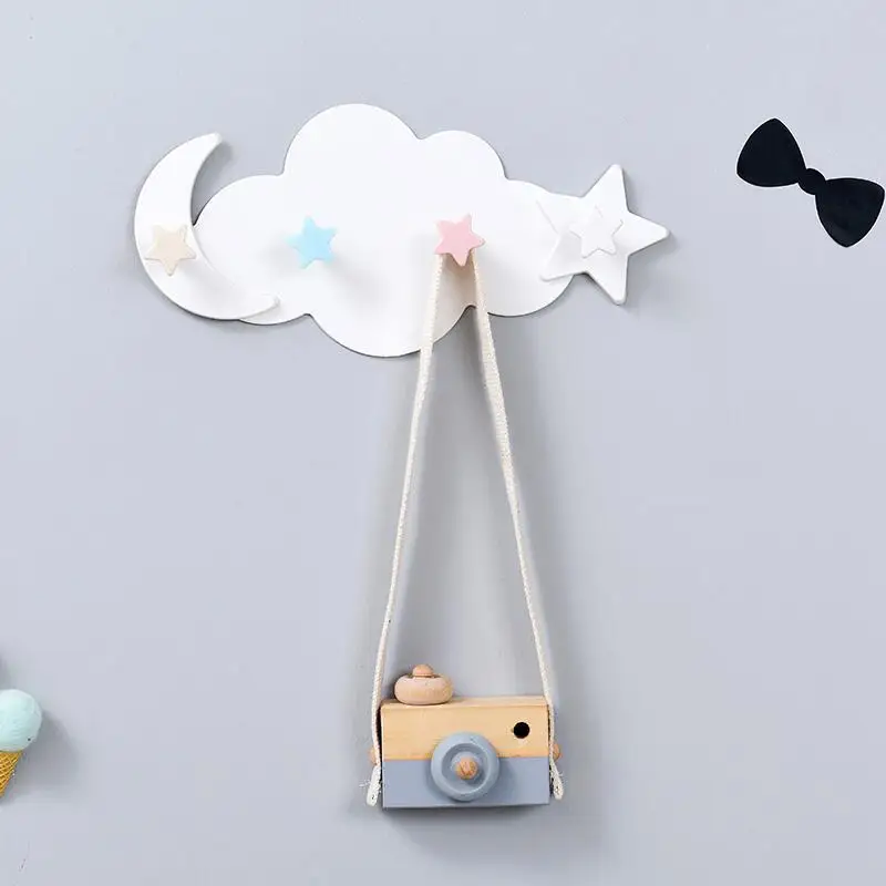 

1pc Cute Cloud Star Decor Hook White Cloud Star Moon Rack Kids Baby Room Wall Decoration Self Adhesive Home Decor Hooks Rack