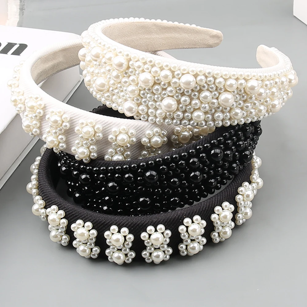 Лидер продаж повязка на голову с жемчужной губкой бусина для ногтей ручной