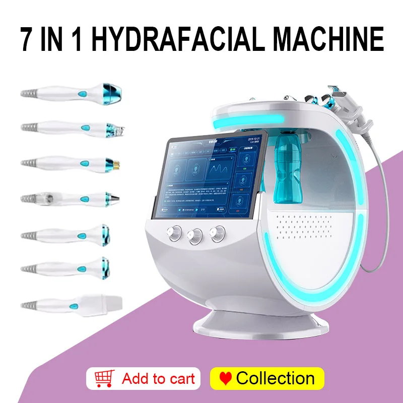 

2022 Прямая поставка 7 в 1 гидравлическая машина для лица с анализатором кожи, ультразвуковая очистка, Микродермабразия, дезинфекция лица RF