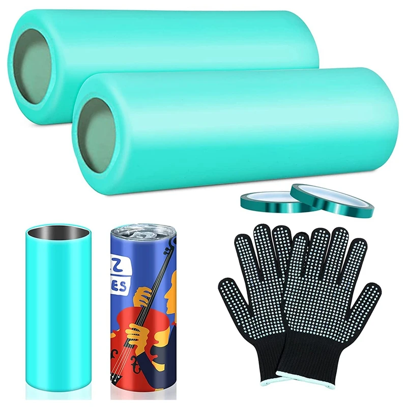 

NEW-Silicone Wraps For Seamless Sublimation Tumblers 20Oz Silicone Sublimation For Straight Blanks Cup With Gloves