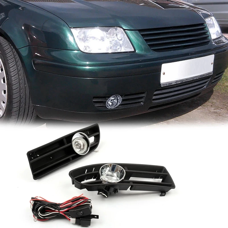 

Front Bumper Grill Fog Light for -Jetta Bora MK4 1998-2004 with LED Fog Lamp Day Running Light