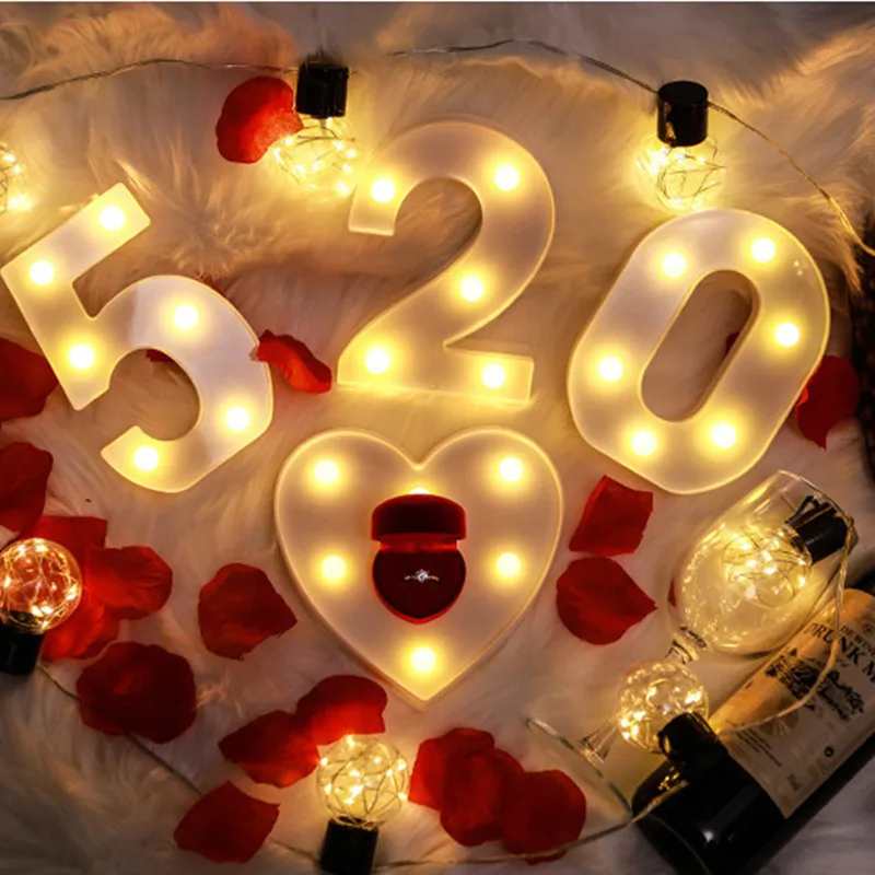 

Creative Luminous 0-9 Digital Number Letter Light AA Battery Powered Lamp Night Light for Christmas Wedding Birthday Party Decor