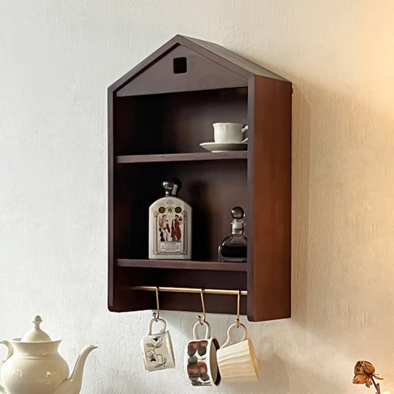 

Кухонный подвесной шкаф в стиле ретро, американские настенные полки для хранения из массива дерева, многофункциональные Органайзеры для хранения кофейных и чайных чашек