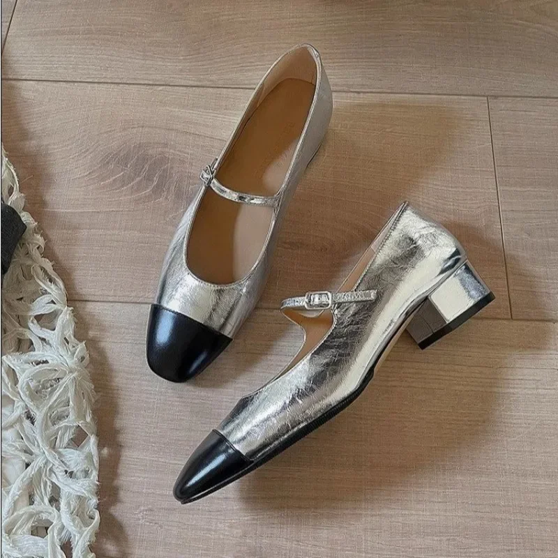 Женские туфли-лодочки с пряжкой осенние квадратным носком разные цвета закрытым