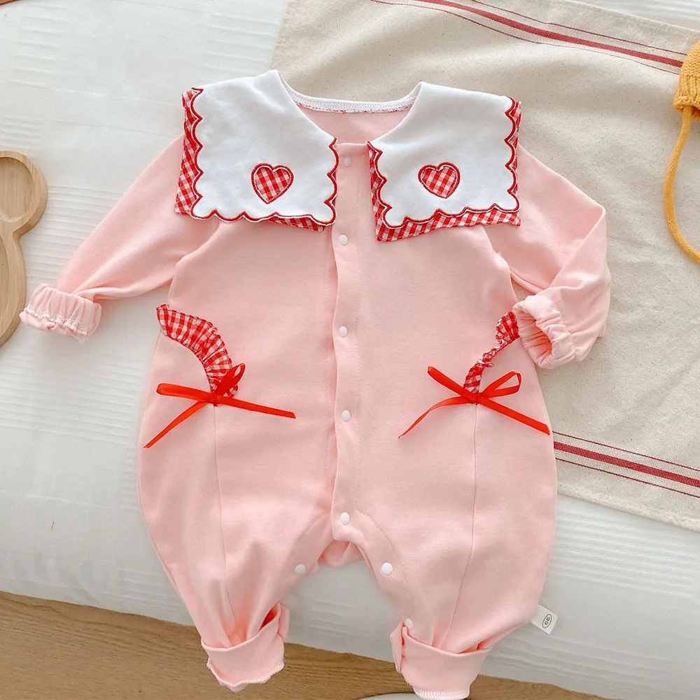 

Baby Rompers For Girls Long Sleeve Cotton Plaid Square Collar Fall Newborn Clothes Christmas Infant Onesies