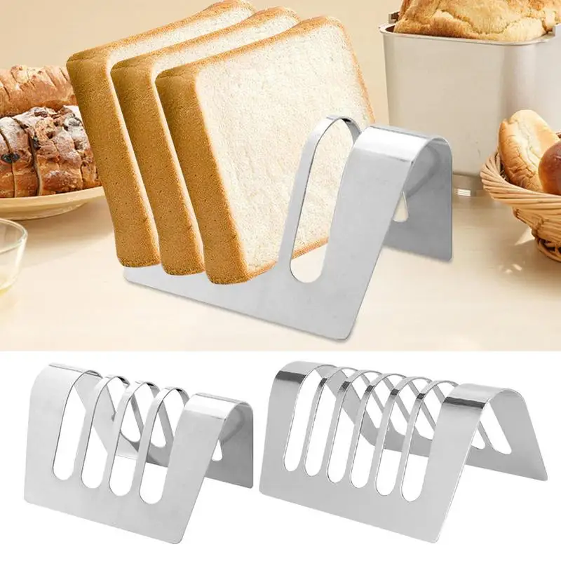 

4 Or 6 Slots Bread Slice Rack Rectangle Non-Stick Loaf Stand Organizer Stainless Steel Toast Rack Home Kitchen Accessories