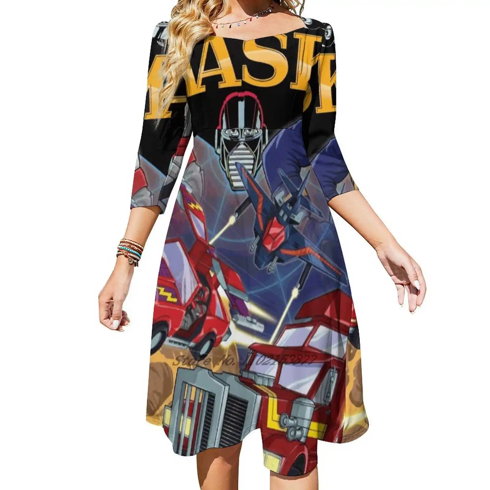 Свободное платье с карманами и принтом Платья короткими рукавами Несколько