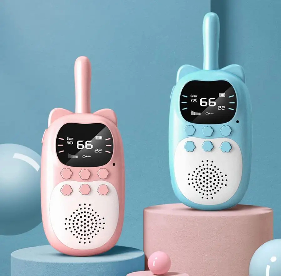 2pcs Kids Walkie Talkie Rechargeable 1000mAh Handheld 0.5W 3km Radio Transceiver Christmas Birthday Gifts for Boys Girls
