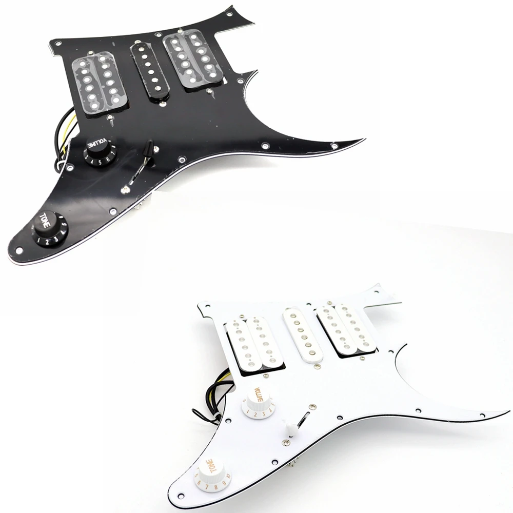 

1Set Black/Withe 3 Ply HSH Loaded Prewired Guitar Pickguard for IBZ Electric Guitar Parts Replacement
