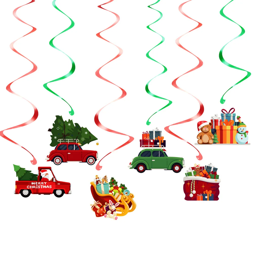 

6 шт./компл., мультяшный Санта-Клаус, пряничный снеговик, бумажные спиральные подвесные гирлянды, украшения для рождественской вечеринки, рождественские украшения