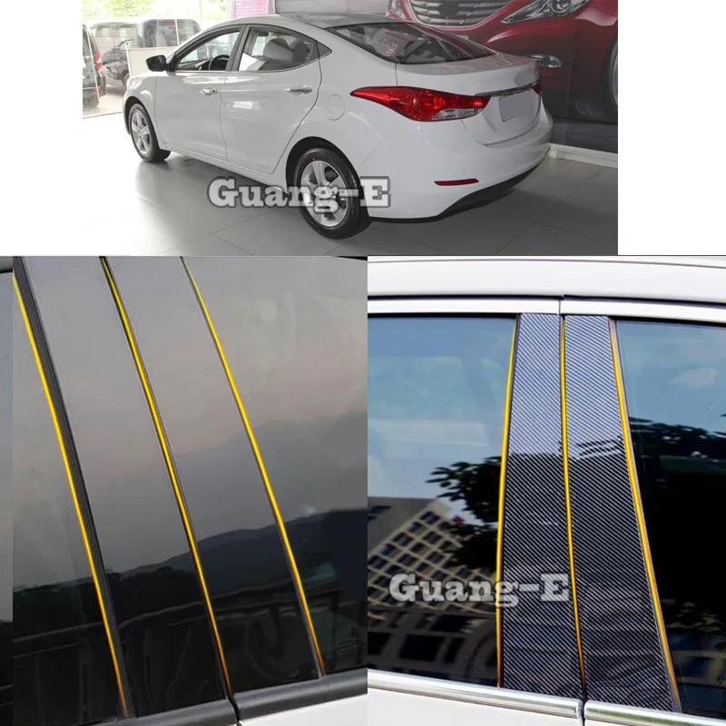 

Car PC Material Pillar Post Cover Door Trim Window Piano Black Molding Sticker Plate 8pcs For Hyundai Elantra Avante 2012-2016