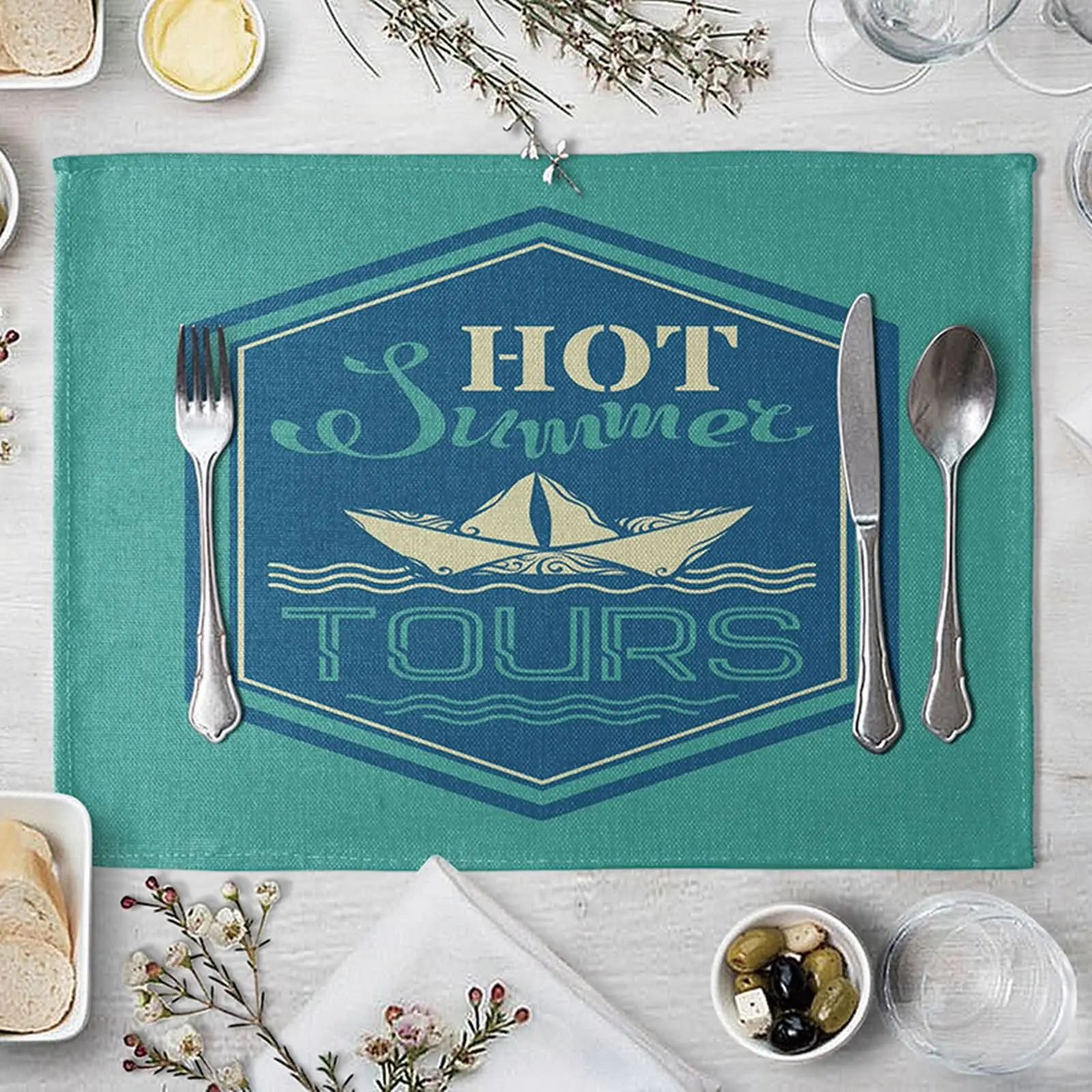 

Table Centerpieces for Dining Room Wine Placemats 2 Piece Set Blue Green Placemats Heat Resistant Set