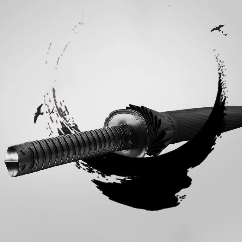 

Винтажный Зонт Katana с длинной ручкой, 8K, черный, в японском стиле, мужские креативные зонты с длинной ручкой от солнечного дождя, подарки