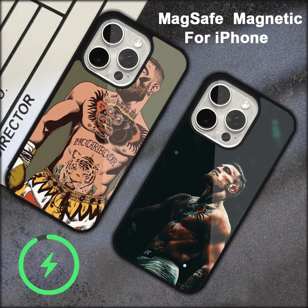 Черный мягкий чехол C-Conor M-Mcgregor The King для iPhone 15 14 13 12 11 Pro Max Plus Magsafe