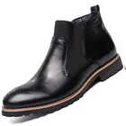 Мужские ботинки челси без шнуровки, водонепроницаемые ботильоны, мужские модные ботинки броги, большой размер 46, мужские ботинки