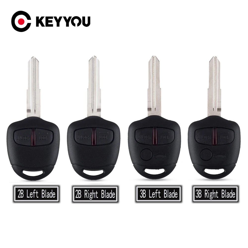 

KEYYOU For Mitsubishi Pajero Sport Outlander Grandis ASX Right/Left Uncut Key Blade 2/3 Buttons Remote Car Key Shell Case