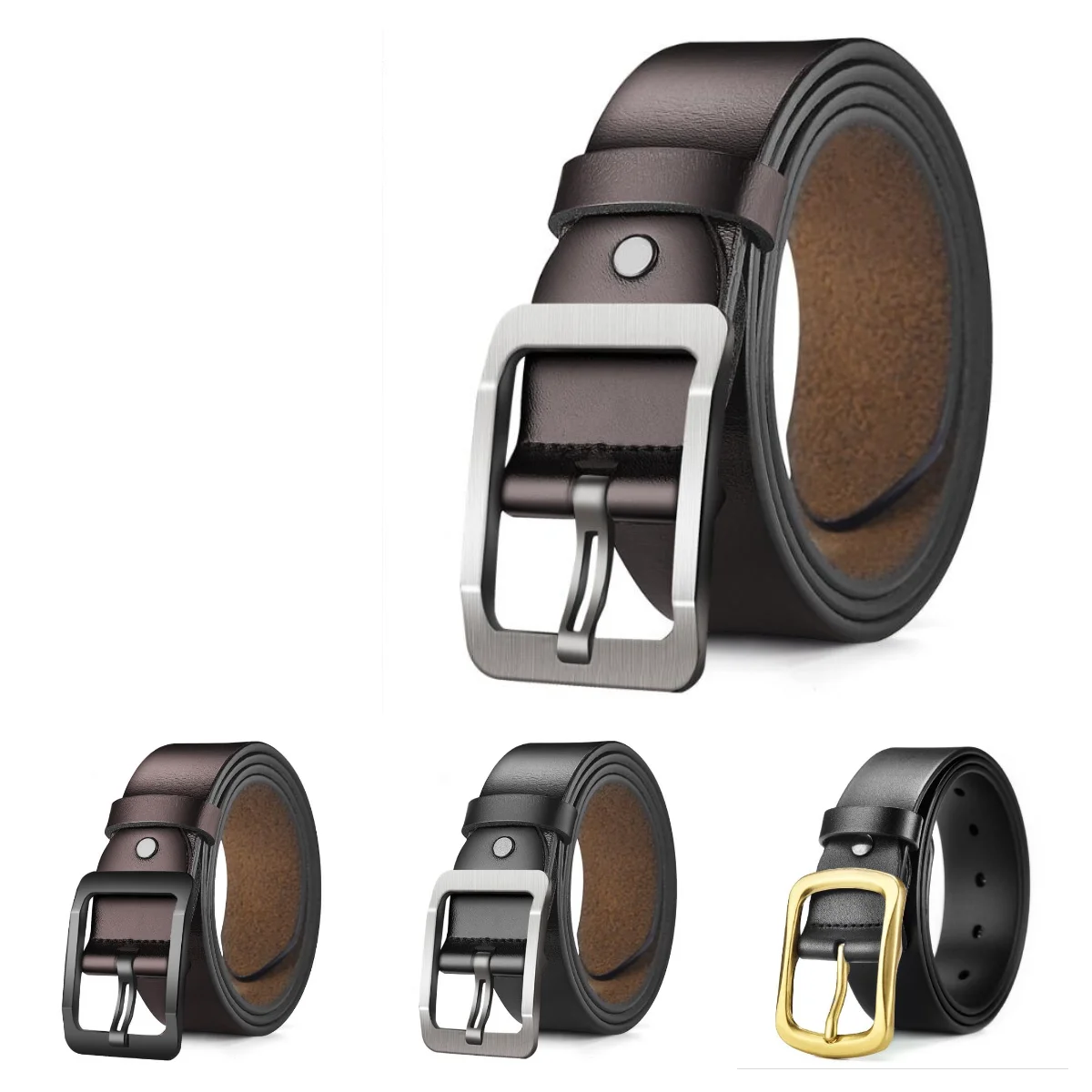 New Men's Belt Alloy Zigzag Buckle Belt Men Soft Perforated Copper Needle Buckle Designer Belts Men High Quality Luxury