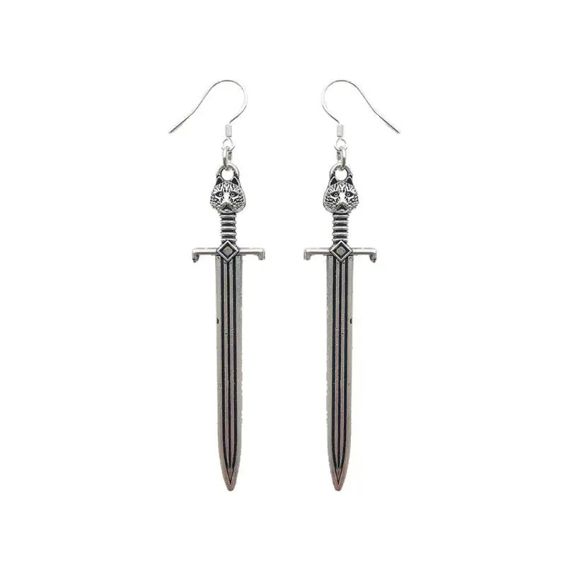 

Personality Medieval Owl Totem Sword Pendant Drop Earrings Gift for Girlfriend