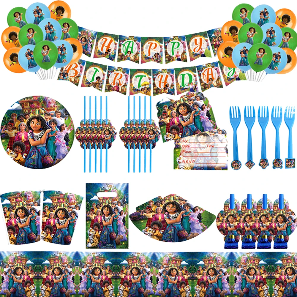 

Disney Encanto Movie Pixar Mirabel Kids Birthday Party Decoration Anime Figure Cups Plates kids Girls Birthday Party Supplies
