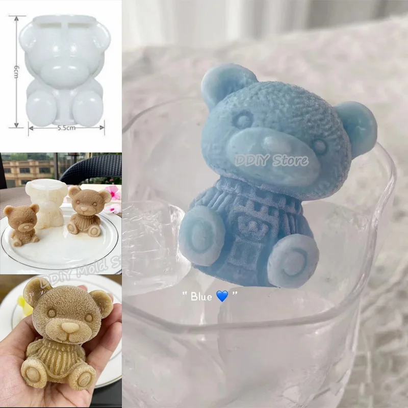 

DIY Cartoon Bear 3D three-dimensional epoxy resin mold Tetris candle quick-frozen easy to take off milk tea coffee ice mold