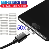 50pcs universal mobile phone charge port protective film sticker for apple iphone samsung xiaomi ios type c port protector film