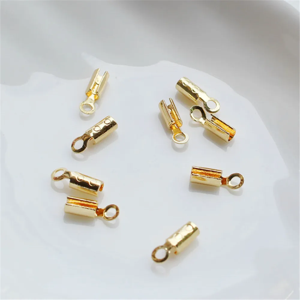 

diy handmade jewelry accessories materials 14K gold clips buckle chain closing buckle color-protected leather rope roll buckle