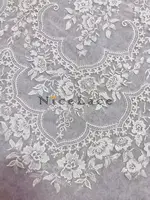 Nicelace 5Yards/lot Fashion Bride Embroidery Lace Nylon Material With Soft Mesh Tulle Sequins Fabric For Bridal Wedding Dresses