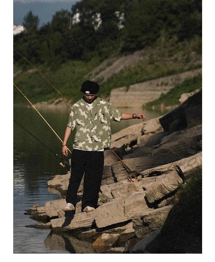 Гавайская пляжная рубашка с коротким рукавом VISVIM Crane TX1196 2024