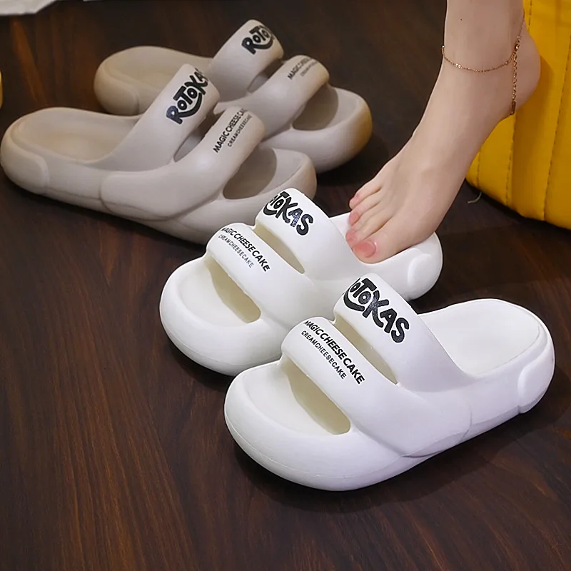 

Сланцы женские на низком каблуке, массажные Шлепанцы из экокожи, резина, плоская подошва, роскошные сандалии, базовые тапочки, Ro, лето 2023