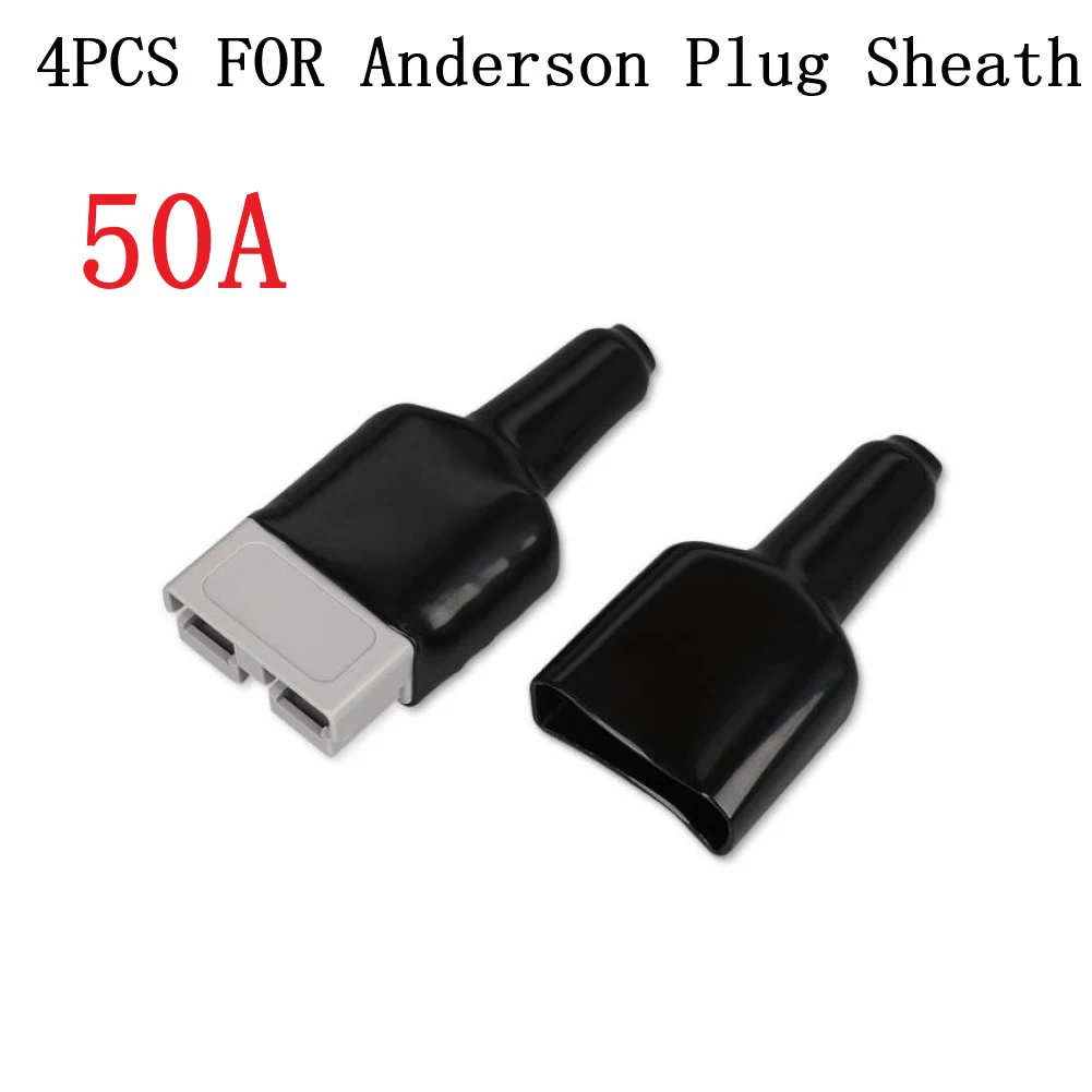 4 PCS 50 Amp Plug Cover Waterproof For Anderson Plug Connector Dustproof Cable Jacket Black For Caravan Solar Panel Accessories