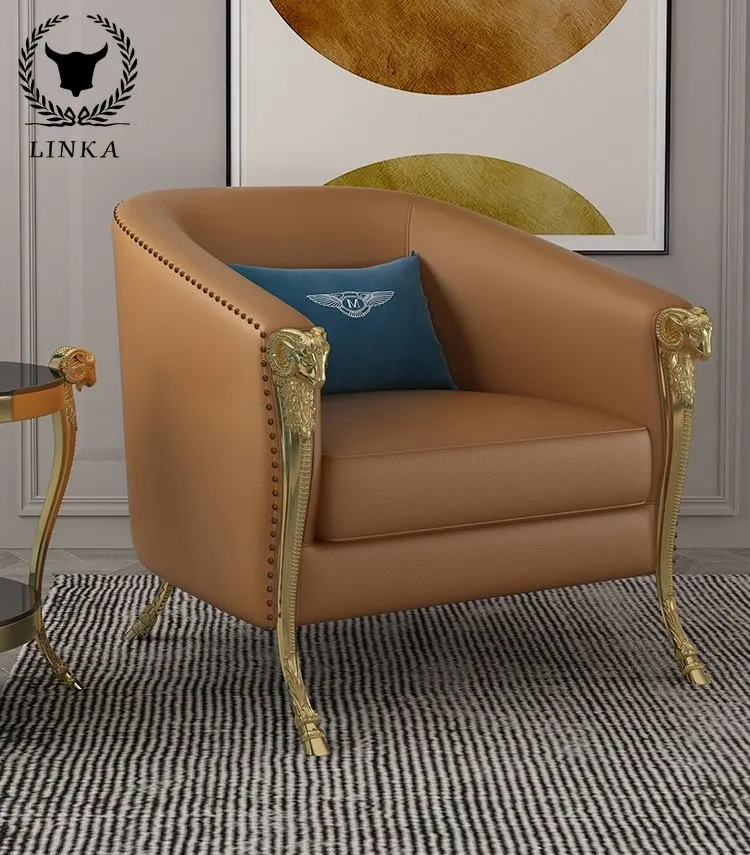 

Роскошный итальянский диван для отдыха, индивидуальное дизайнерское кресло с головой овечки, Одноместный кожаный диван, диван для клуба, диван для отдыха