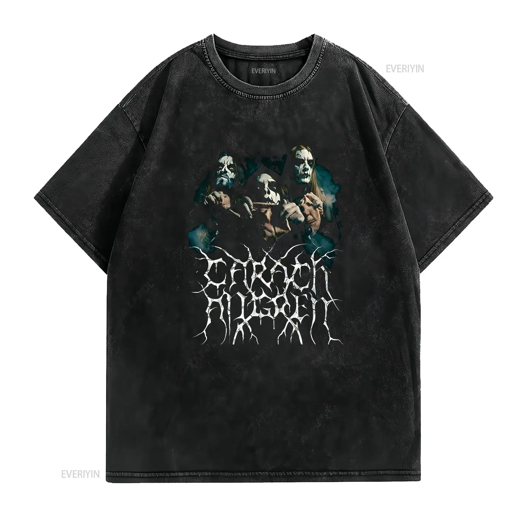 Фото Новая футболка NWT Carach Angren с логотипом музыкальной группы Extreme Metal, размеры M-3XL, винтажная, с эффектом потертости, универсальная, эластичная, повседневная №2
