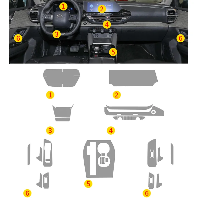 

Tpu Transparent Film for Citroen C5X C5-X Car Interior Stickers Center Console Gear Touch Screen Door Windows Lifting Panel