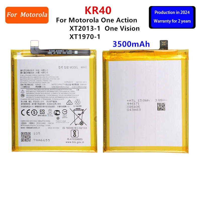 100% Оригинальный аккумулятор KR40 3500 мАч для Motorola Moto One Action XT2013-1 / Vision XT1970-1 батареи