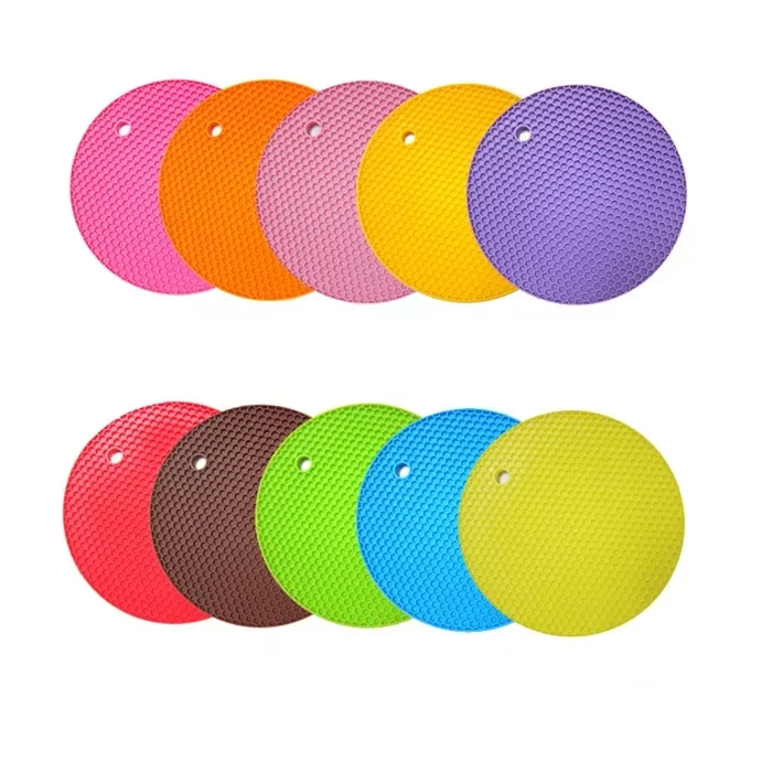 

NEW2022 18cm Round Heat Resistant Silicone Mat Drink Cup Coasters Non-slip Pot Holder Table Placemat Kitchen Accessories 1pc