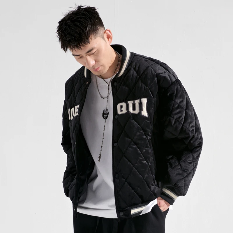 Korean Style Trendy Couple's Clothes Winter Cotton-Padded Coat Male Letter Retro Baseball Cotton-Padded Jacket High Street Thin