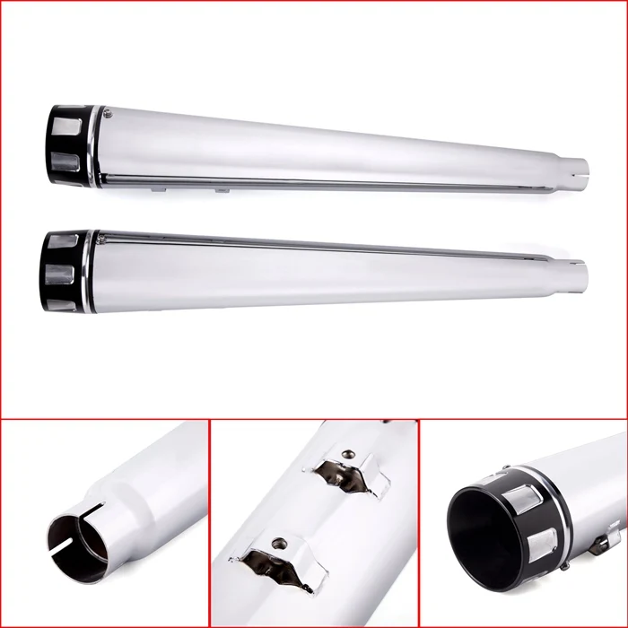 2x45 мм 4 &quotмотоциклетный хромированный выхлопной глушитель без шнуровки с черной