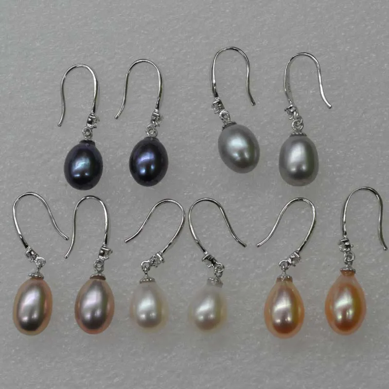 

New Fine 7.5-8mm drop genuine pearl dangle earring Q30254