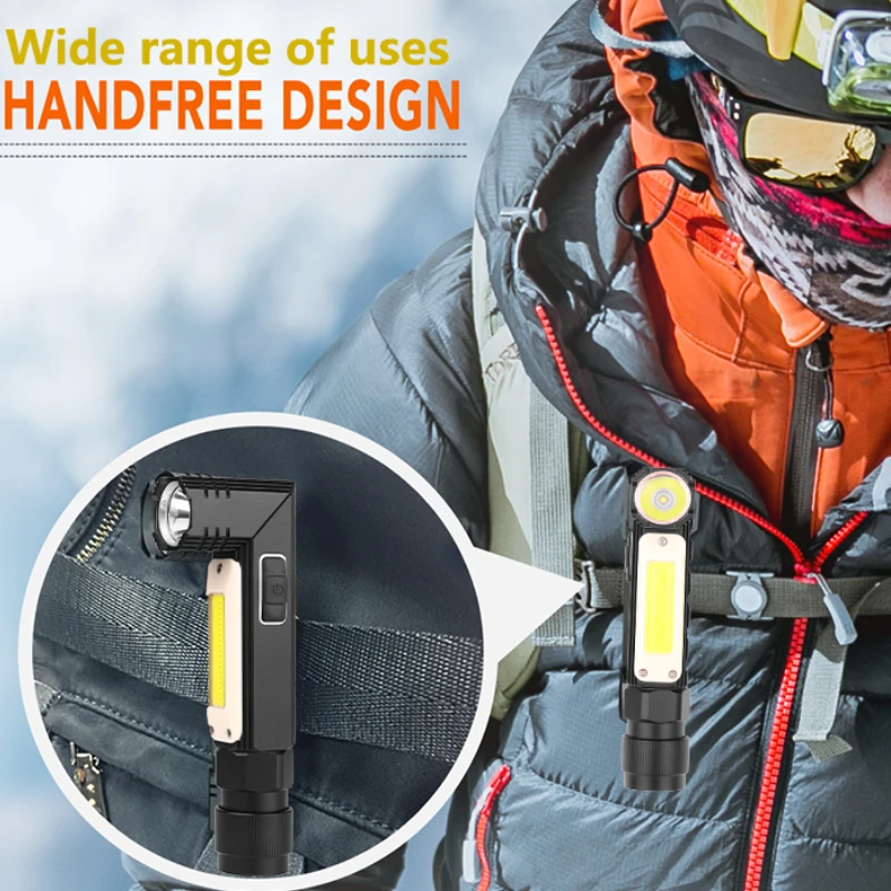 Portable 5 Modes Led Flashlight Handfree 90 Degree Twist Rotary Clip Waterproof Magnet Mini Lighting LED Corner Lamp Outdoor |